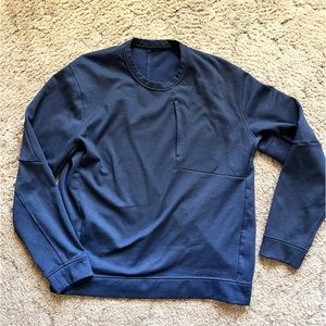 LULULEMON MEN'S CREW NECK NAVY BLUE SWEATSHIRT ZIPPER POCKETS xl tag removed